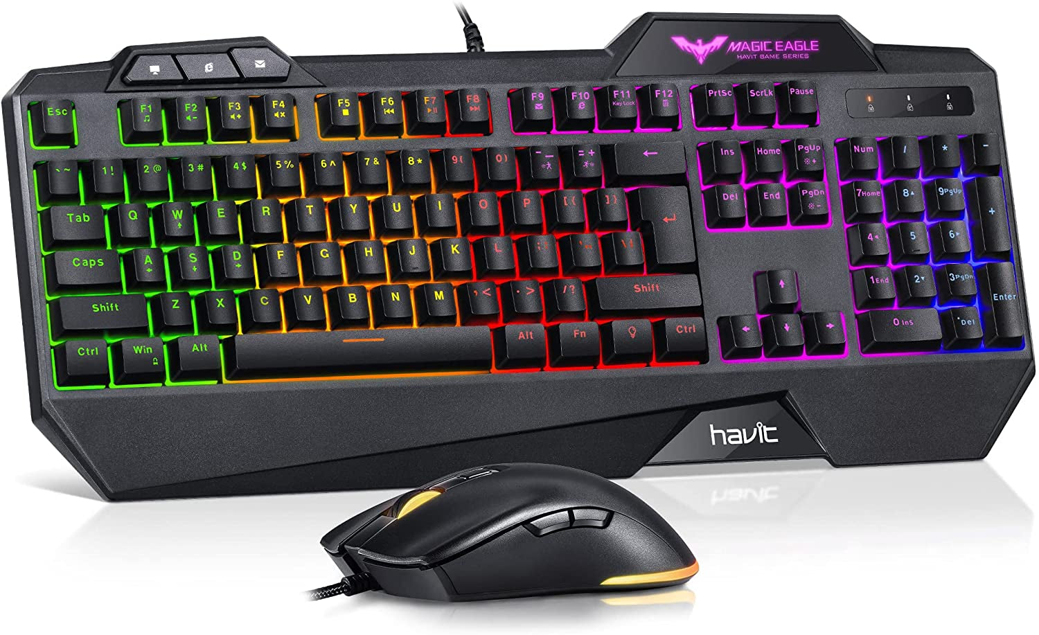 Gaming Keyboard and Mouse Combo, Backlit Computer Keyboards and RGB Gaming Mouse, Gaming Accessories 104 Keys PC Gaming Keyboard with DPI 4800 Mouse for Gamer, Black