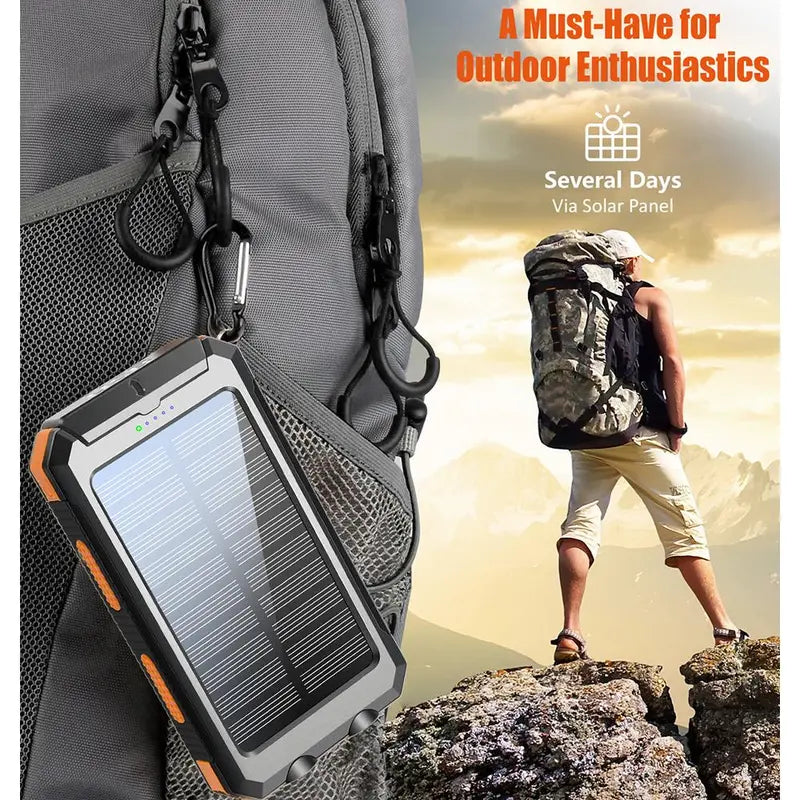 10000Mah Portable Solar Power Bank for Mother'S Day Gift, Dual USB Output Port Waterproof Power Bank with Flashlight, Protable Wireless Car Charger, Solar Power Bank Charger for Iphone & Android Phone Tablet Smart Watch for Spring Camping